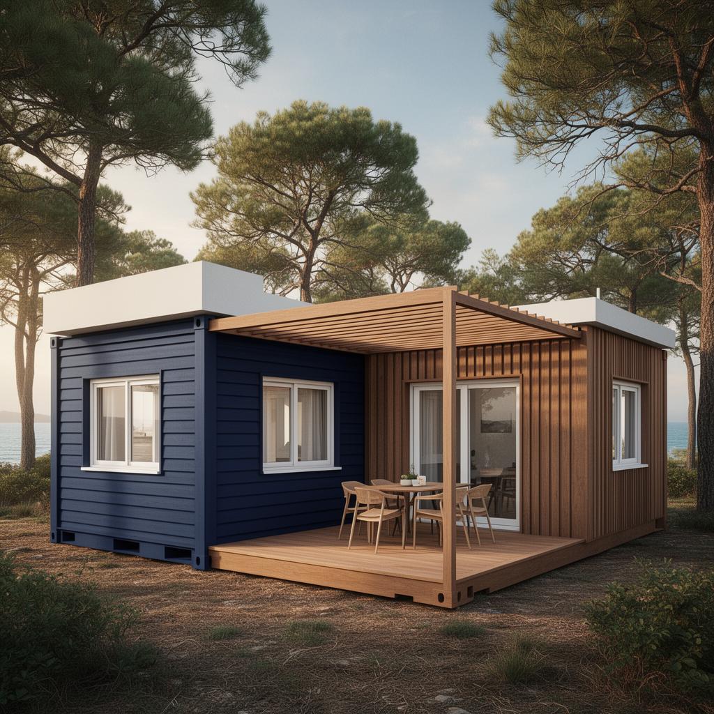 LH·10 — Canexel azul navy + bardage madera
